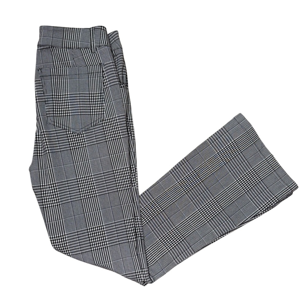 Day + Moon Flare Pants Women S Black White Glen‎ Plaid High Rise A1881